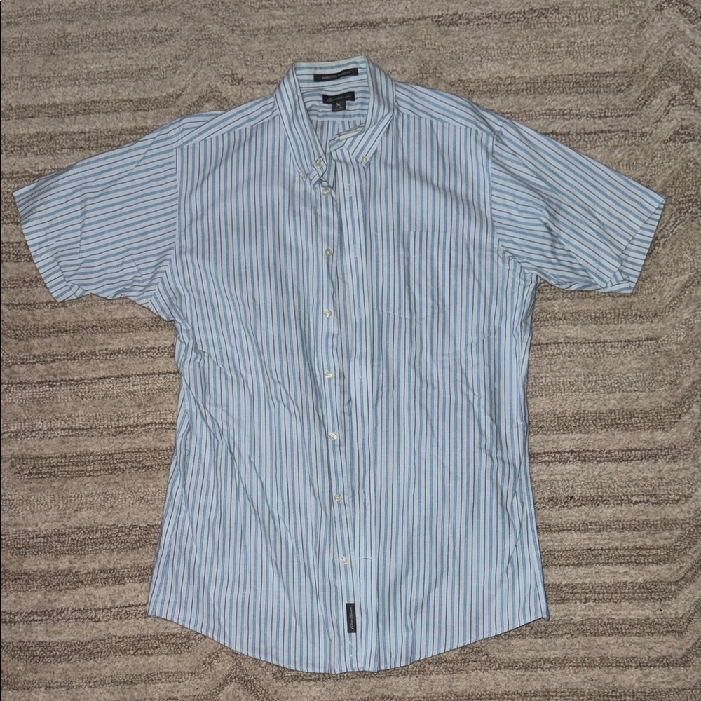 Eddie Bauer Light Blue Striped Casual Shirt